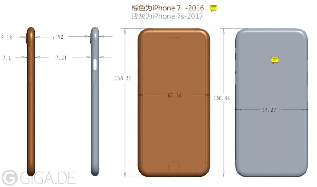 iPhone 7s بدنه ضخیم‌تری نسبت به iPhone 7 دارد